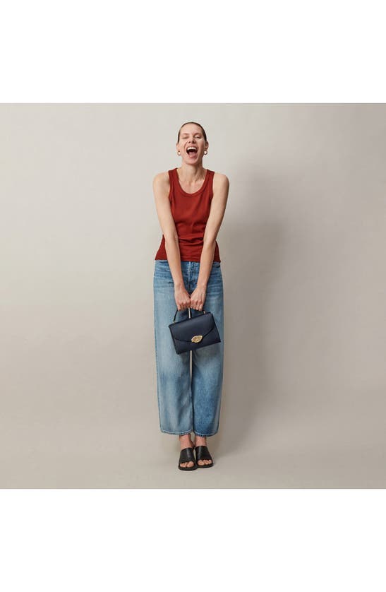 Mulberry Lana High Gloss Leather Top Handle Bag In Night Sky
