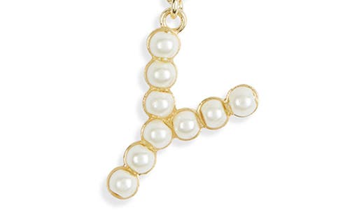 Meshmerise Imitation Pearl Initial Pendant Necklace In Yellow-y
