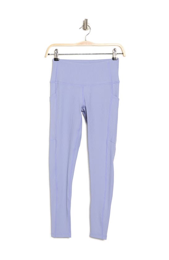 Z By Zella Daily High Waist Ribbed Pocket Leggings In Blue Thistle