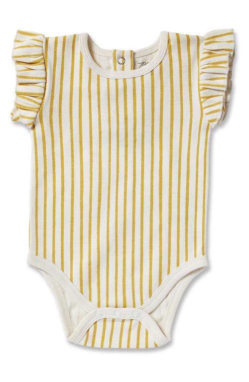 Pehr Stripes Away Ruffle Bodysuit Marigold at Nordstrom,