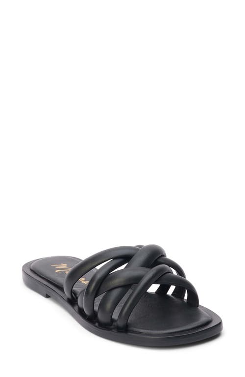 Strappy Flat Slide Sandal in Black