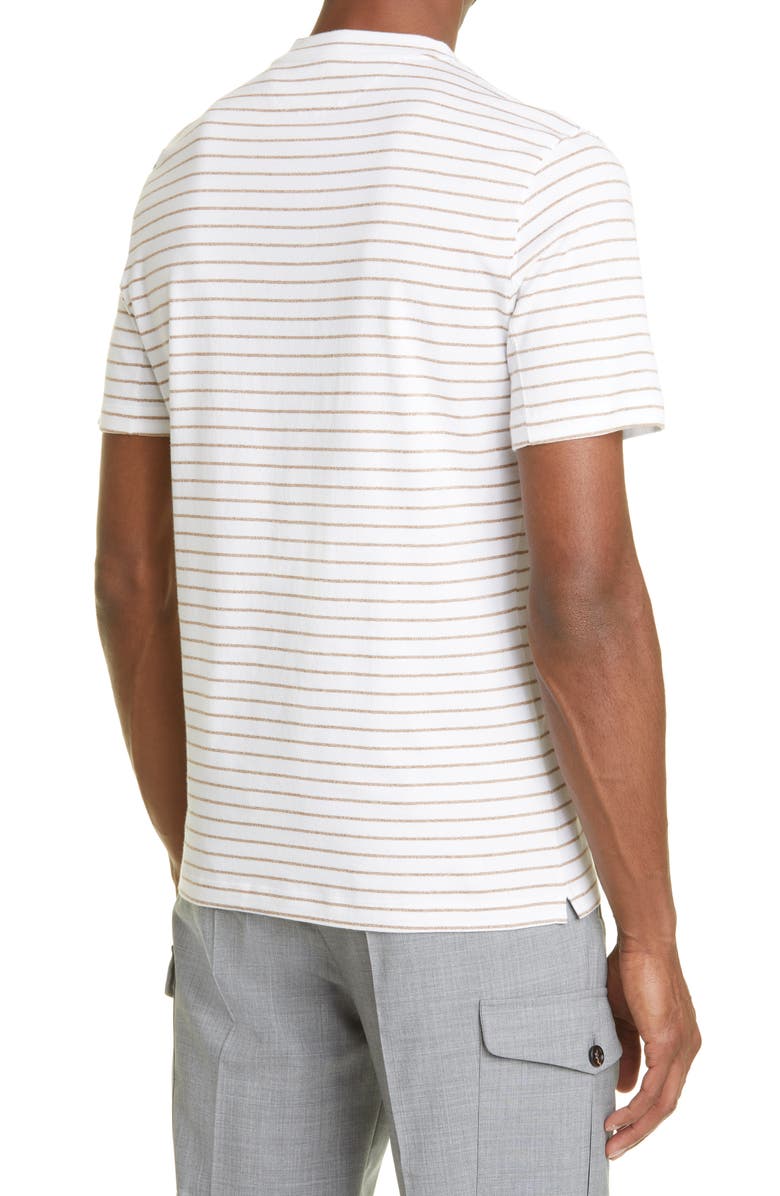 Brunello Cucinelli Men's Stripe Cotton & Linen T-Shirt, Alternate, color, 