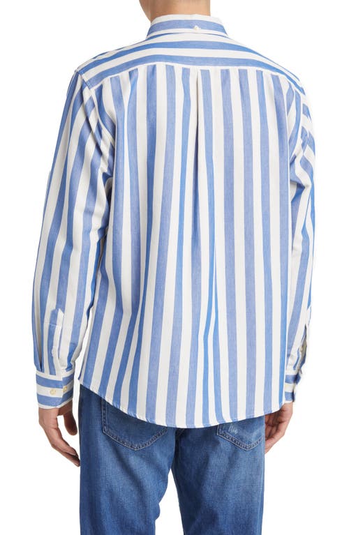 Shop Forét Foret Life Stripe Organic Cotton Button-down Shirt In Blue/cloud