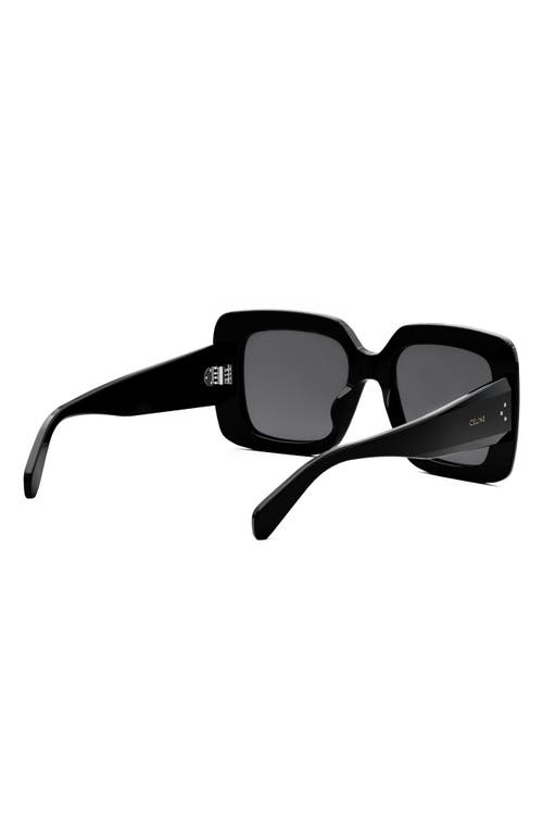 Shop Celine Bold 3 Dots Square Sunglasses In Shiny Black/smoke