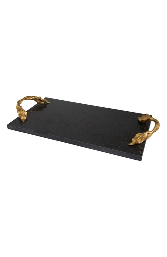 Shop Vivian Lune Home Ornate Marble Tray In Black