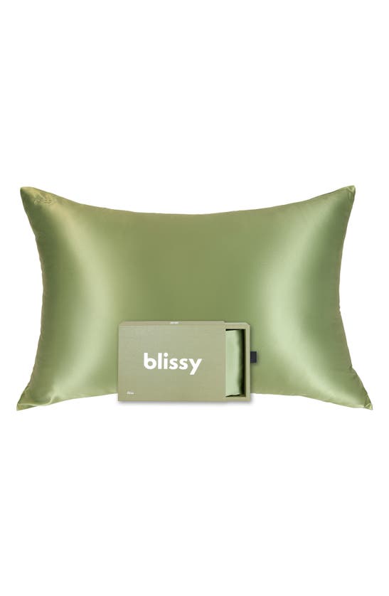 Shop Blissy Mulberry Silk Pillowcase In Olive