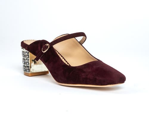 Allegra James Women's Brown / Red Lola Burgundy Suede Square Toe Mary Jane Comfortable Day Or Evening Mule In Wine