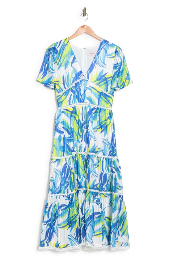 Adelyn Rae Short Sleeve Tiered Maxi Dress In Capri Blue