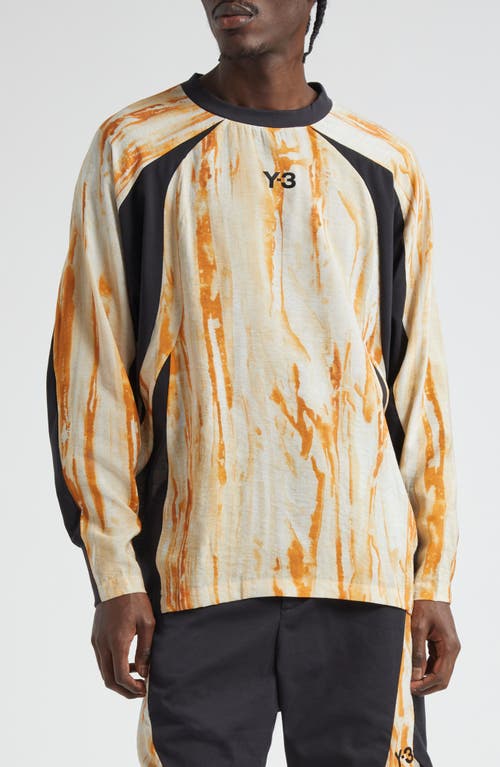 Shop Y-3 Rust Print Long Sleeve T-shirt In Orange Multi Color Camo/black