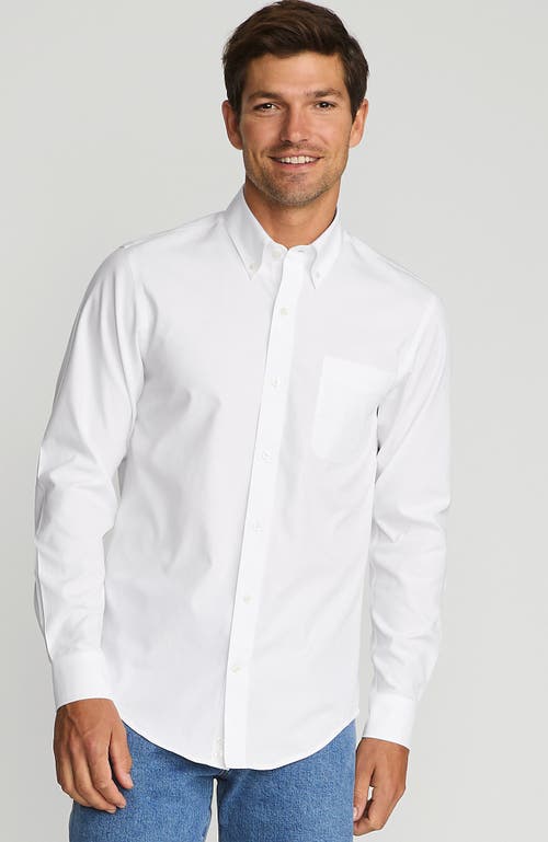 Lands' End School Uniform Tailored Fit No Iron Solid Supima Cotton Pinpoint Buttondown Collar Dress In White