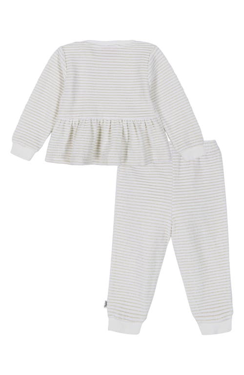 Juicy Couture Metallic Stripe Velour Top & Pants Set In Cream