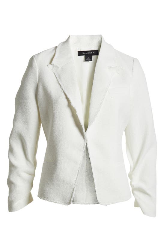 Shop Halogen (r) Raw Hem Crop Blazer In New Ivory