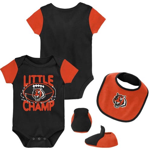 Outerstuff Newborn & Infant Black/Orange Cincinnati Bengals Little Champ Three-Piece Bodysuit Bib & Booties Set