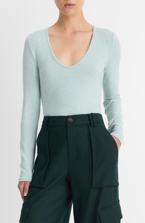 Vince V-neck Knit Top In H Aqua Mineral