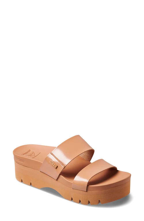 Reef Cushion Vista Higher Platform Slide Sandal in Natural Patent 