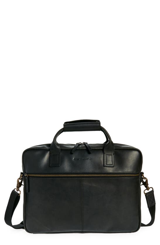 Johnston & Murphy Waxy Leather Briefcase In Black