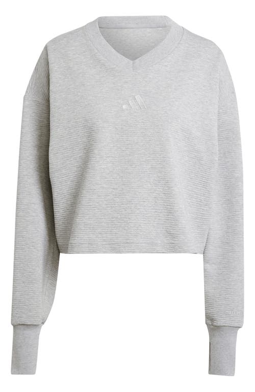 Shop Adidas Originals Adidas All Szn Rib V-neck Sweatshirt In Medium Grey Heather