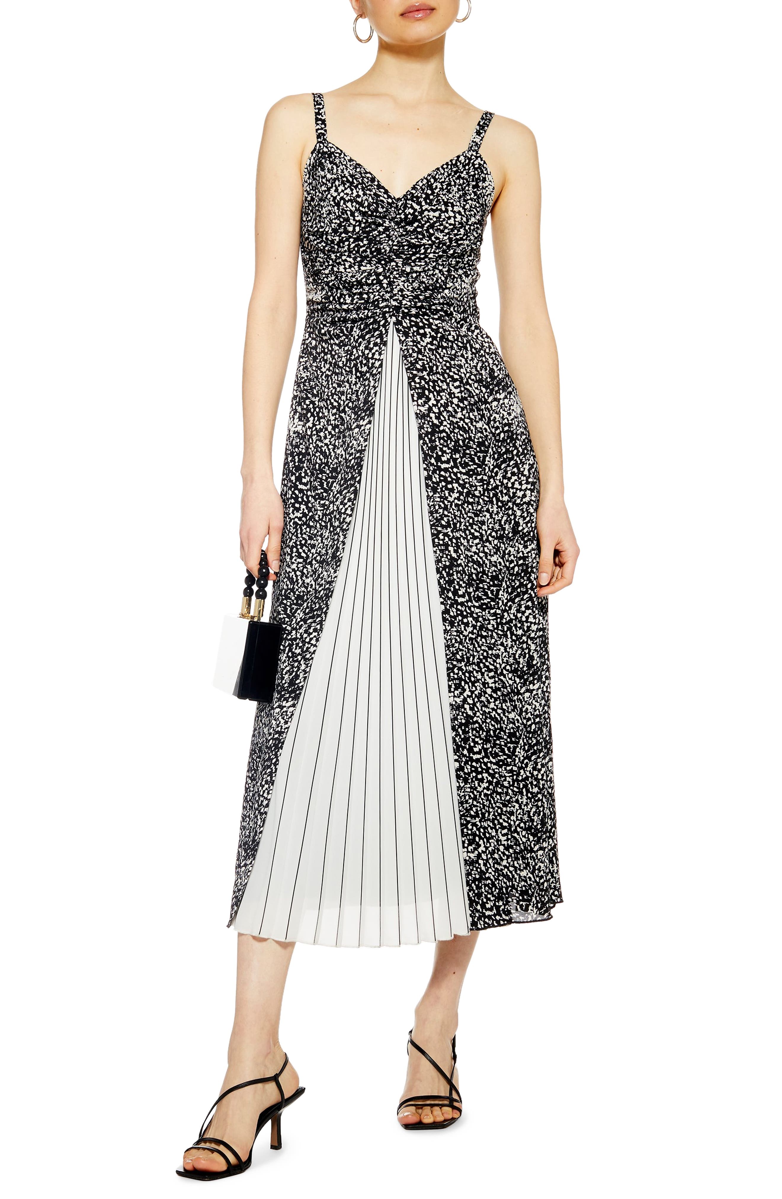 Topshop Pleated Midi Slipdress, US (fits like 6-8) - Black