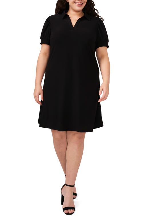 CeCe Knit Polo Dress in Rich Black at Nordstrom, Size 2X