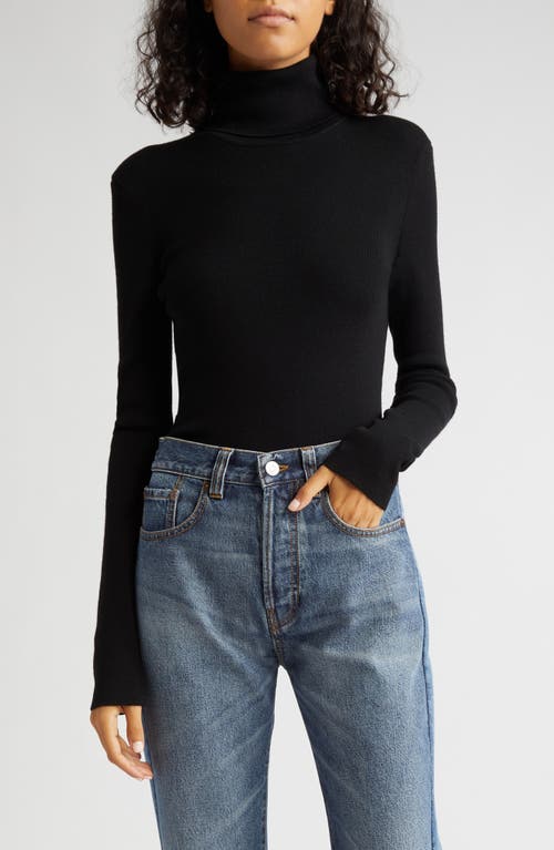 Victoria Beckham Merino Wool Turtleneck Sweater in Black