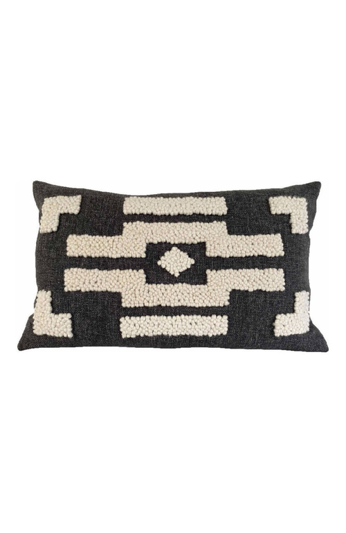 Shop Cotton Tree Punch Needle Ndebele Pillow In Charcoal Pattern 3