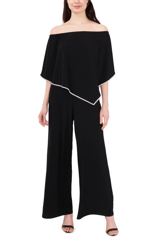 Chaus Overlay Off the Shoulder Jumpsuit in Black