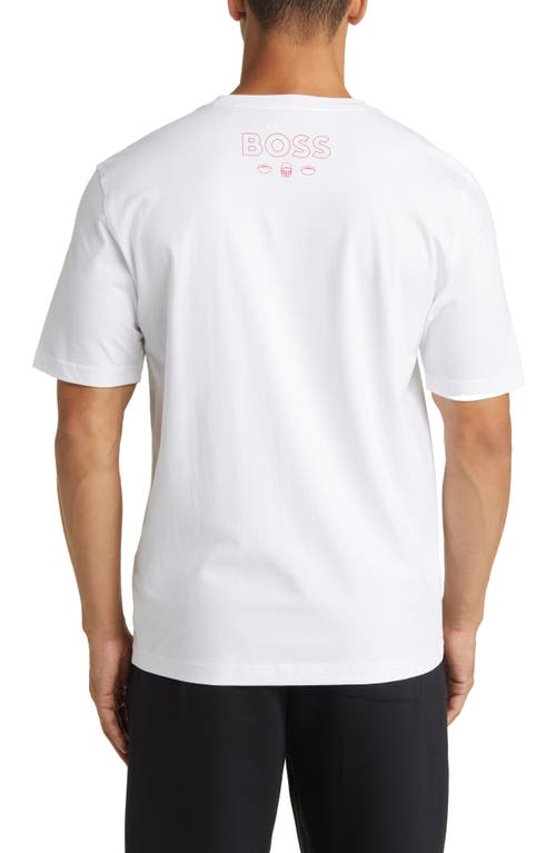Shop Hugo Boss Boss X Nfl Stretch Cotton Graphic T-shirt In Atlanta Falcons White