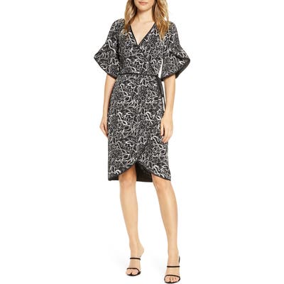 Leota Paige Print Wrap Dress, Black