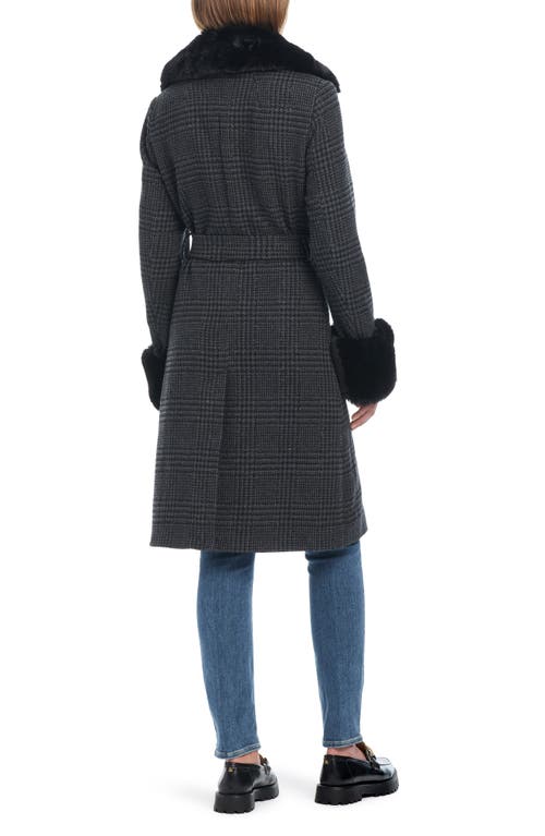 Shop Kate Spade New York Walker Belted Coat With Removable Faux Fur Collar And Cuffs In Sparkle Houndstooth