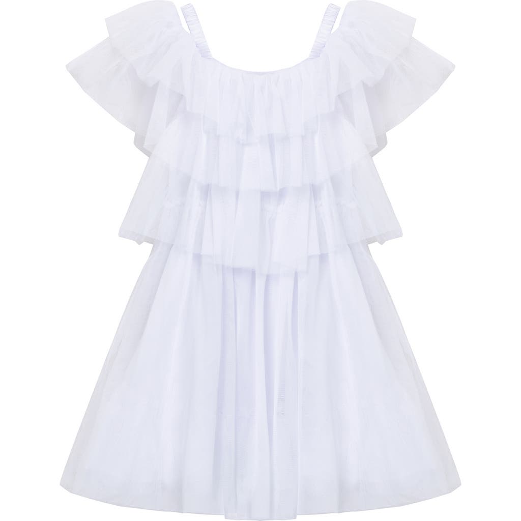 Shop Habitual Kids Kids' Ruffle Mesh Dress In White