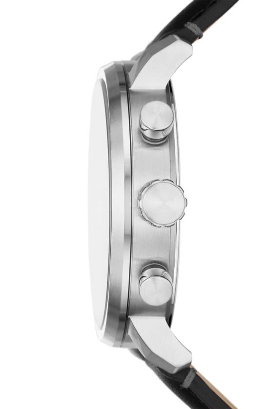 Fossil Rhett Leather Strap Watch, 42mm In Silver