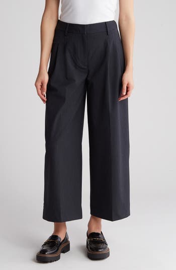 Lucky Brand Pleated Pinstripe Crop Wide Leg Pants | Nordstromrack