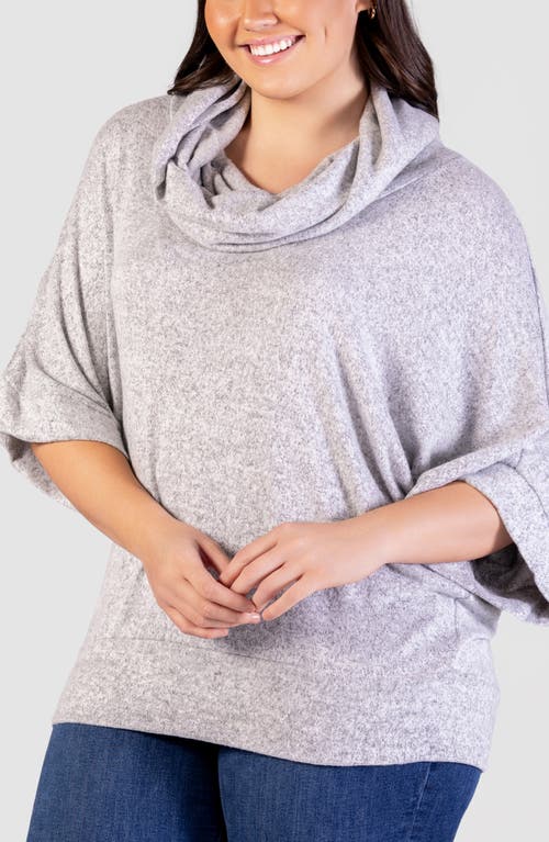 24seven Comfort Apparel Plus Size Cowl Neck Dolman Sleeve Top In Grey