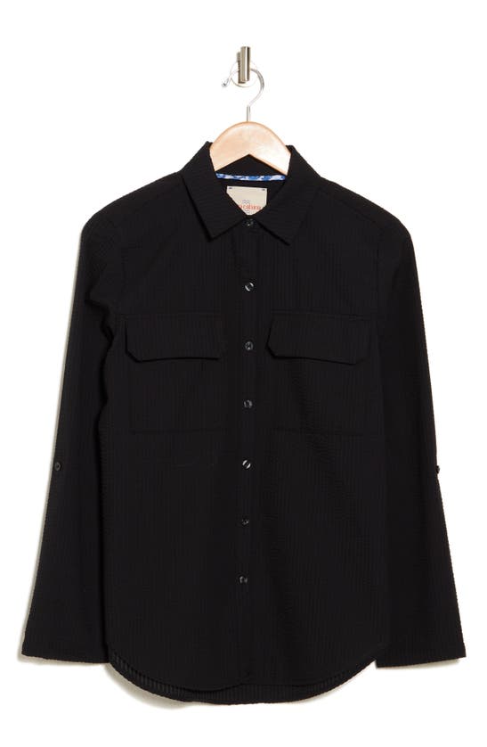 Casa Cabana Izzie Seersucker Button-up Shirt In Black