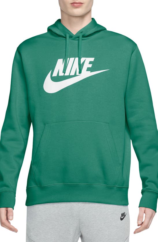 Shop Nike Sportswear Club Fleece Logo Hoodie In Malachite/ Malachite/ White