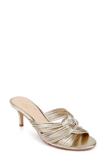 Jewel Badgley Mischka Mia Slide Sandal In Light Gold