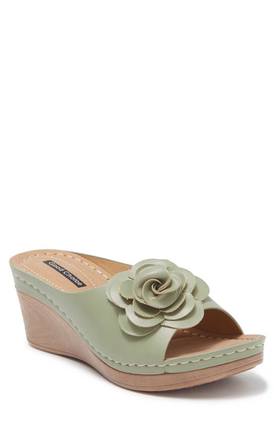 Good Choice New York Tokyo Floral Wedge Sandal In Mint