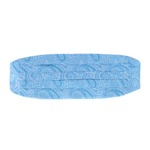 Shop Trafalgar Sobee Paisley Silk Cummerbund In Light Blue Paisley