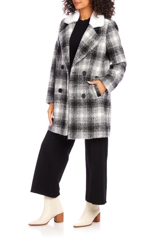 Karen Kane Faux Shearling Car Coat In Plaid