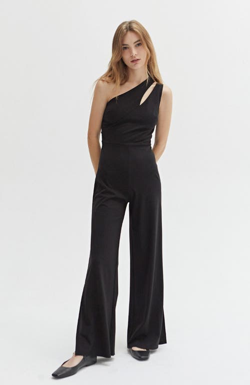 Shop Crescent One Shoulder Jumpsuit In Black