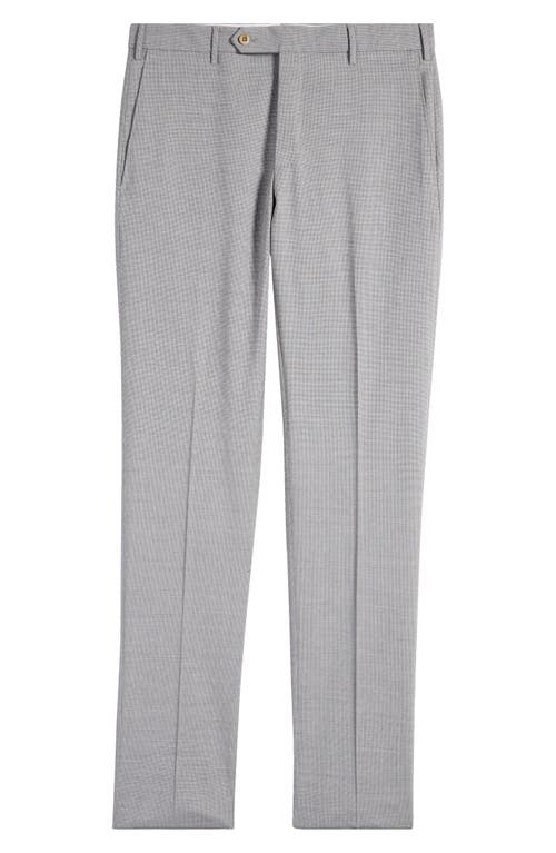 Shop Zanella Parker Flat Front Stretch Wool Mini Check Dress Pants In Almond