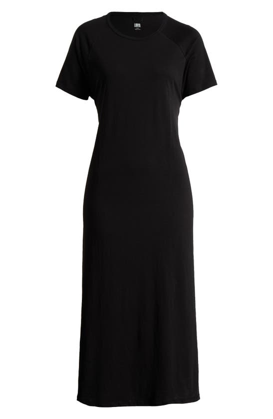 Shop Lunya Short Sleeve Organic Pima Cotton Nightgown In Immersed Black