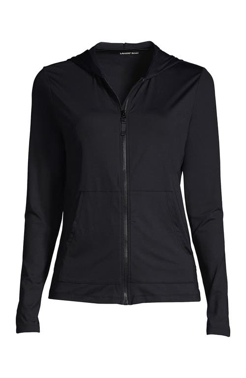 Shop Lands' End Long Sleeve Hooded Full Zip Upf 50 Rash Guard In Black