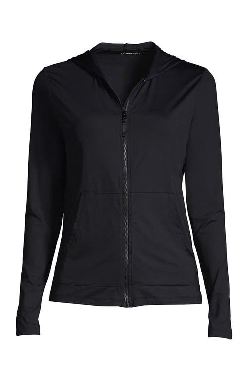 Shop Lands' End Plus Size Hooded Full Zip Long Sleeve Rash Guard Upf 50 Cover-up In Black