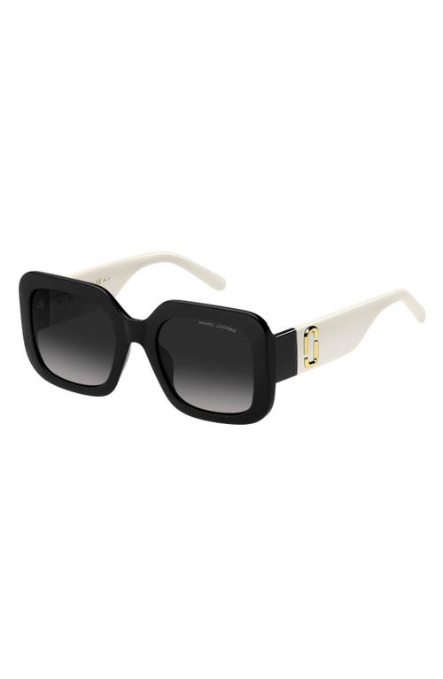 Shop Marc Jacobs 53mm Gradient Polarized Square Sunglasses In Black White/grey Shaded