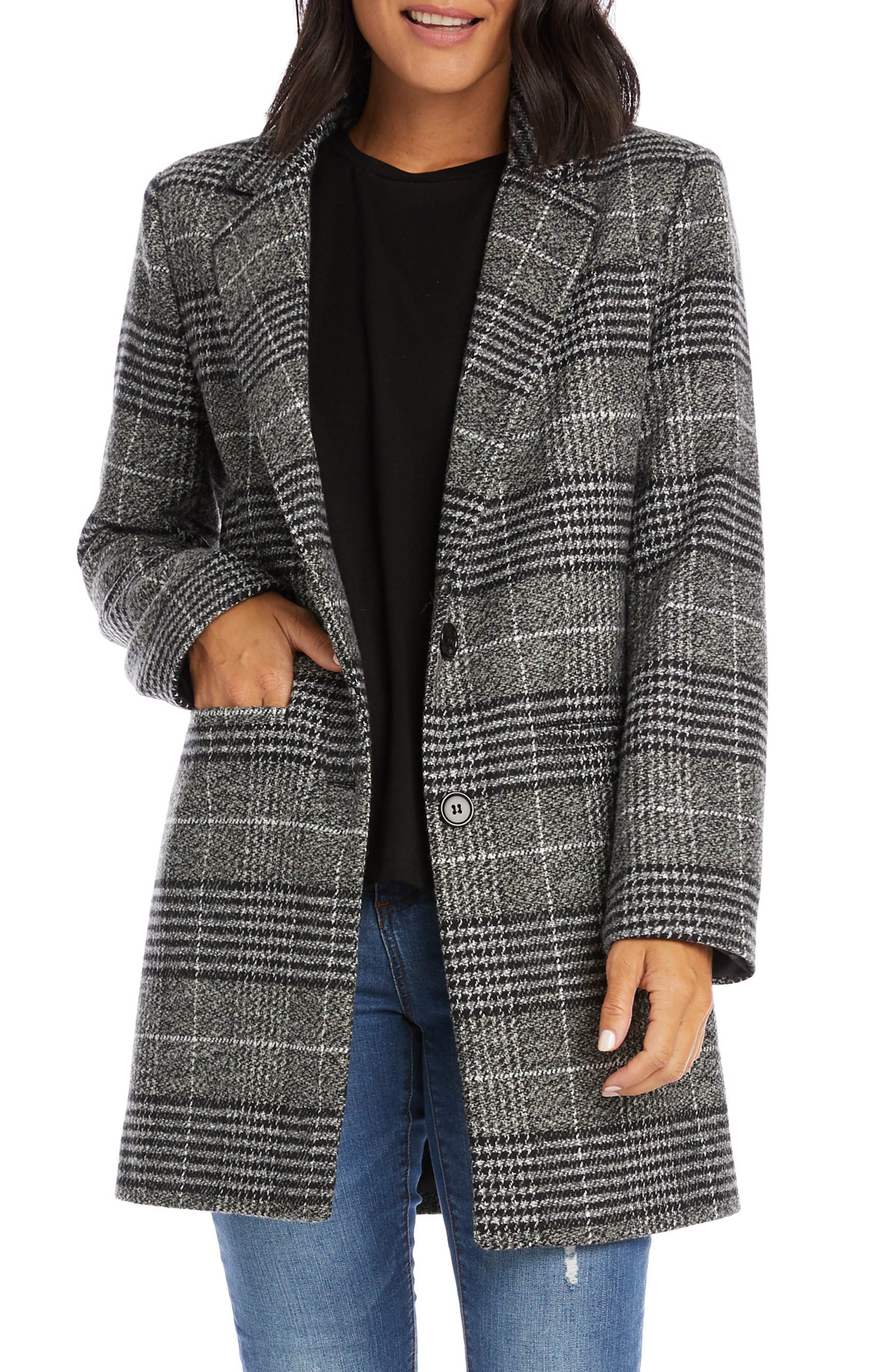 grey check blazer womens
