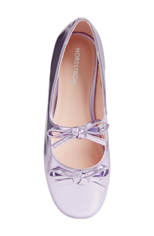 Shop Nordstrom Kids' Elodie Bow Flat In Purple Metallic