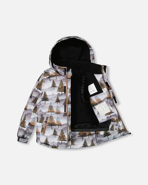 Shop Deux Par Deux Boy's Two Piece Snowsuit Grey Landscape Printed Brown Trees And Brown In Thrush