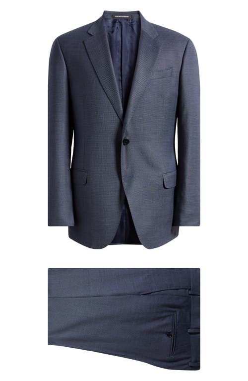 Emporio Armani M-line Pin Dot Wool Suit In Blue Grey