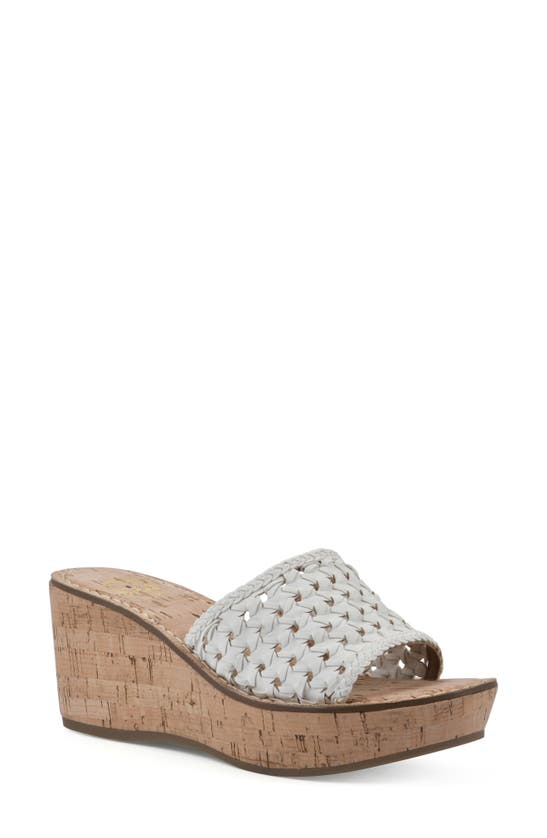 White Mountain Footwear Charges Cork Wedge Sandal In White